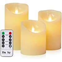 Los mejores  - Da by Velas LED- 3 Llama LED parpadeante (10 cm- 12-8 cm- 15-2 cm)- Vela sin llama de 300 horas y control remoto de 10…